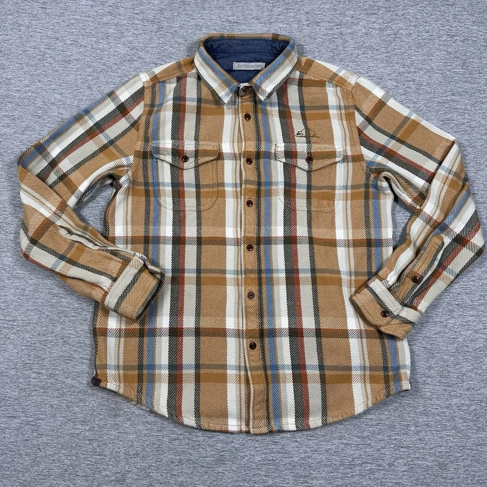 Outerknown Blanket Shirt Mens Large Plaid Flannel Button Up Heavyweight Outdoor - Picture 3 of 10